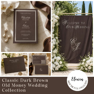 Cartons Réponse Mariage Classique Brun Foncé Vieille Fortune 
