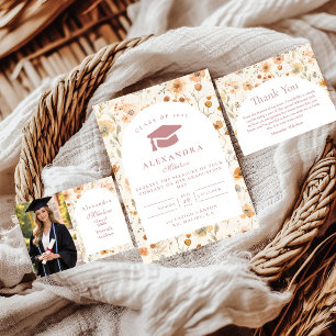 Faire-part Cadre de fleurs sauvages minimal pour la remise de