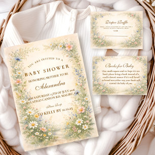 Carte D'accompagnement Tombola de Lange de Bébé Fleur Jaune Rosé