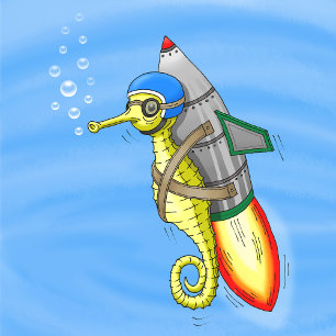 Rocket Seahorse Invitation Anniversaire