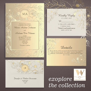 Carte Chic Elegant Gold Mariage Seize Chart