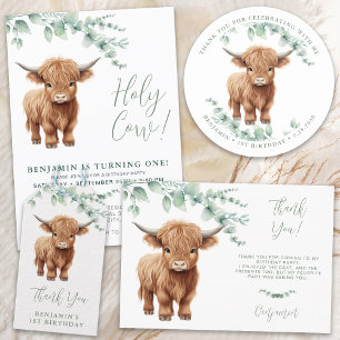Invitation Vache Sainte Boho Végétation Highland Vache 1er an