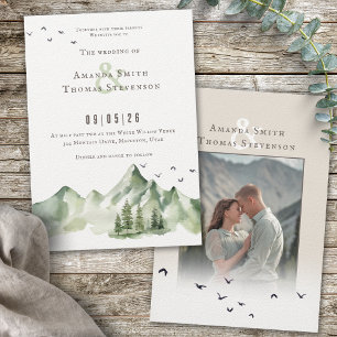 Invitation Elégant paysage serein vert montain mariage