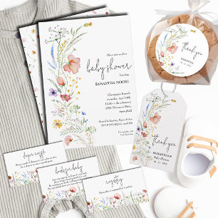 Invitation Douche fleur sauvage bébé garçon