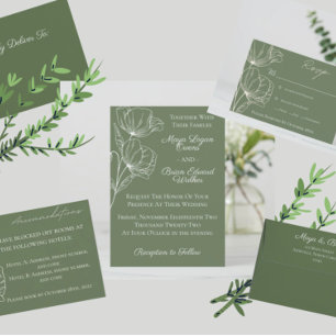 Faire-part de mariage vert olive