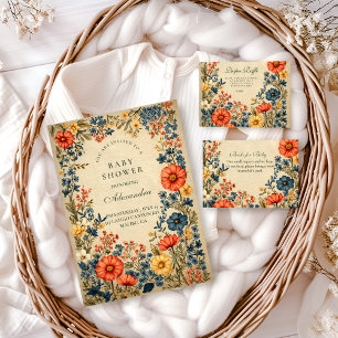 Antieke Wilde Bloem Botanische Baby Shower Servet