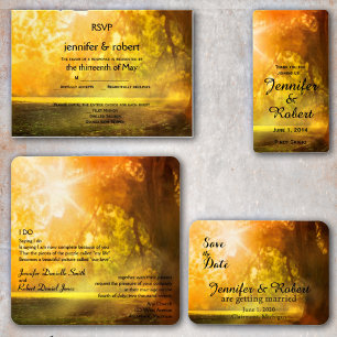 Invitation Arbre de chêne au Mariage du coucher du soleil