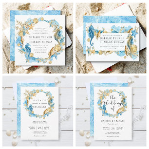 Faire-part de mariage d'été de la mer et de la pla