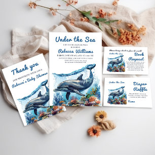 Carte D'accompagnement Blue Boy Under the Sea Baby shower Demande de rése