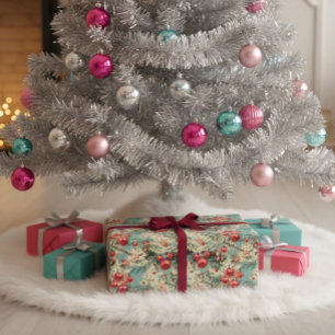 Papier Cadeau Éclats de Noël vintage bleu doux
