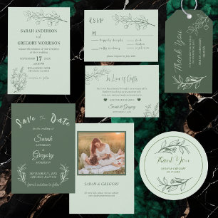 Carte D'accompagnement Boho floral Sage vert "En remplacement de cadeaux"