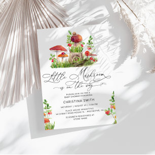 Invitation Baby shower de champignons rustiques de