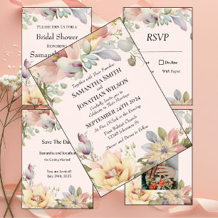 Invitation Élégante répétition du Mariage Fleur sauvage BOHO