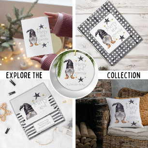 Décoration En Céramique Farmhouse Winter Watercolor Gnome pour Noël