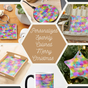 PERSONALISEERD SPARKLY COLORED MERRY CHRISTMAS ACCENT KUSSEN