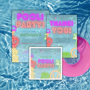 Serviette En Papier Fête d'anniversaire piscine néon pour tout âge 