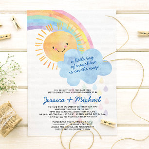 Invitation Watercolor Sunshine Rainbow Baby shower par courri