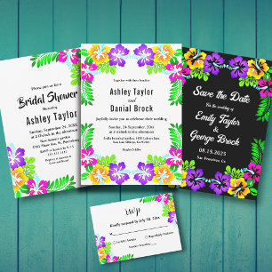 Invitation Elégante Rustique Boho Fleurs Mariage Floral noir