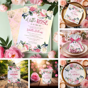 Invitation Un Petit Rose Se Trouve Sur Le Chemin Du Baby show