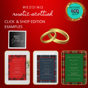 Invitation Tout En Un rouge vert noir écossais celtique tartan mariage