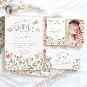Invitation Un petit Baby shower de fille papillon