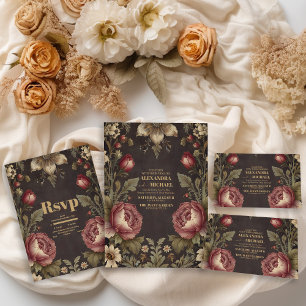 Cartons Réponse Goth Floral Mariage victorien