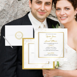 Banderoles Accueil Mariage encadré or élégant