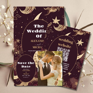 Save The Date Photo Elégant Mariage céleste d'or de Bourgogne