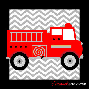 Invitation Baby shower pour camion à feu
