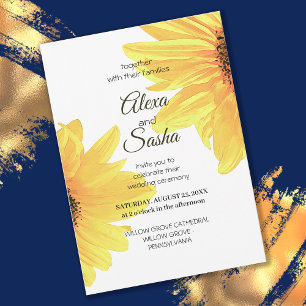 Invitation Tout En Un All in One Watercolor Sunflowers Mariage Invitatio