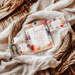 Invitation Douze ans Fleur de champ pastel vintage