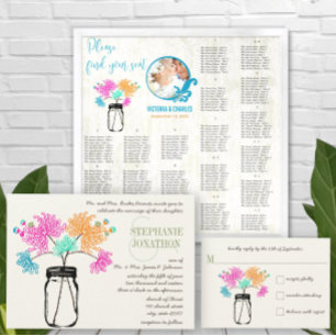 Invitation Mariage romantique de luciole Mason Jar