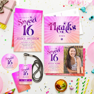 Sweet 16 Groovy Roze Sinaasappel Gradient Boho Ret Servet