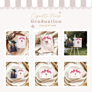 Carte De Remerciements Élégant Bow Coquette École de soins infirmiers