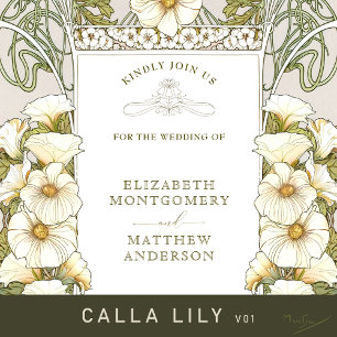Calla Lily Mariage Invitations Art Nouveau Mucha