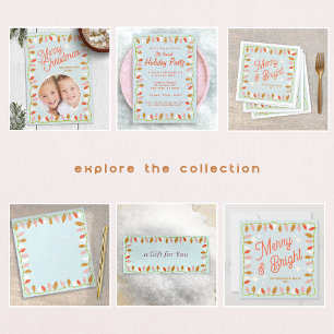 Serviette En Papier Joyeux Noël rétro et lumières vertes