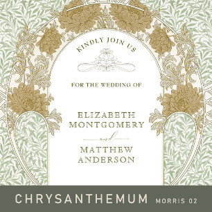 Invitation Mariage RSVP Vintage Art Nouveau William Morris