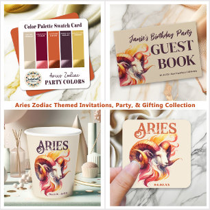 Sticker Carré Aries Ram Aquarelle Zodiac Sign Custom Birday
