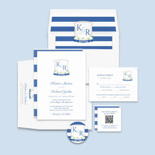 Carte D'accompagnement Code QR Mariage Cimier Bleu Et Blanc Cimier RSVP