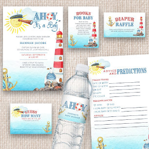 Carte D'accompagnement Cute Nautical Baby shower Livres pour bébé