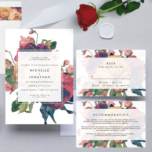 Faire-part de mariage Boho Vintage Rose antique