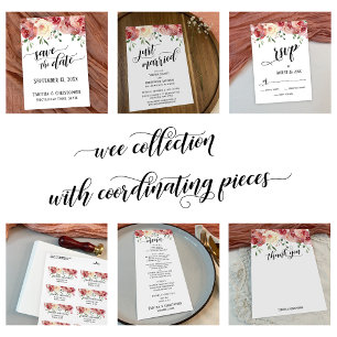 Invitation Leur calligraphie Mariage, Bourgogne, Rose Blush