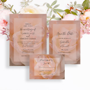 Invitation Mariage floral rose rose pâle Sauvez la date