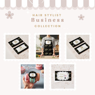 Carte De Visite Entreprise de coiffure Glam Black Gold