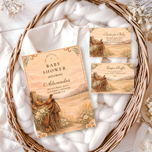 Western Saddle Wildflower Baby Shower Loterij  Informatiekaartje