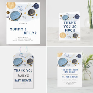 Sticker Rond Planète aquarelle espace thème Baby shower