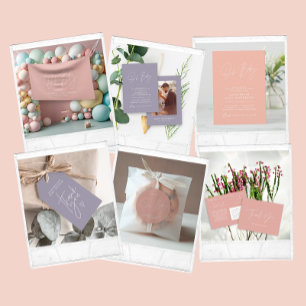 Carte De Correspondance baby shower moderne écriture rose girly tombole