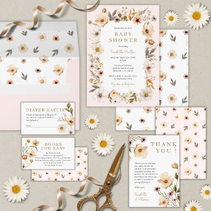 Carte D'accompagnement Blush Pink Gold Florals Livres pour Baby shower