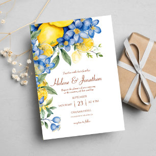 Invitation Elégante aquarelle Lemon Floral Garden Mariage