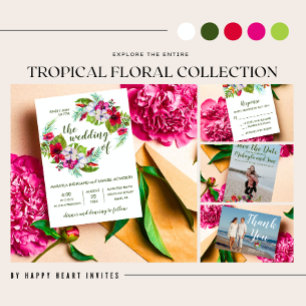 Invitation Hibiscus Mariage vert de l'île fleurie tropicale